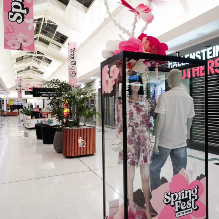 Mannequin display cabinets featuring the latest fashion