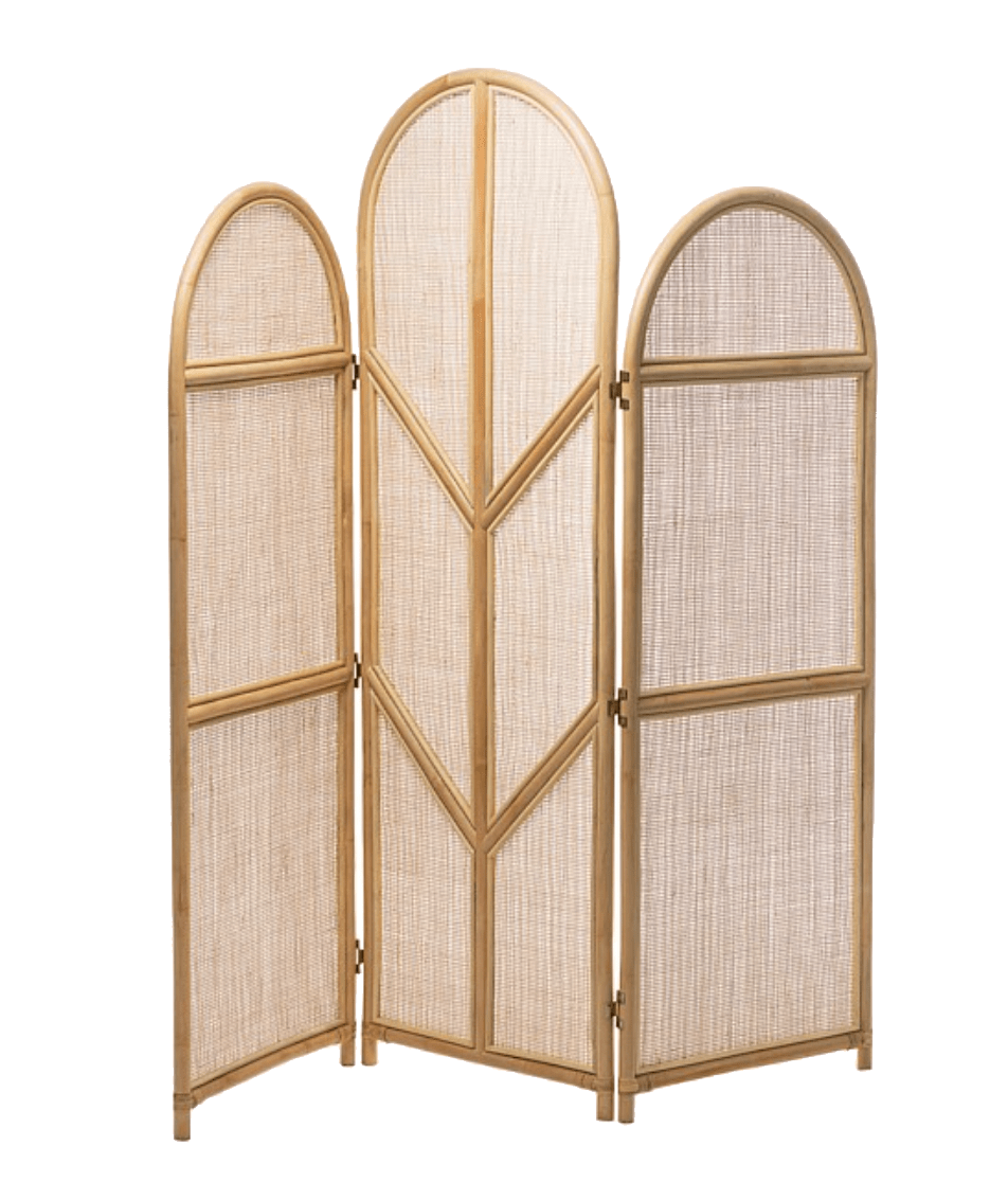 Rattan Curved Screen - 3 panel