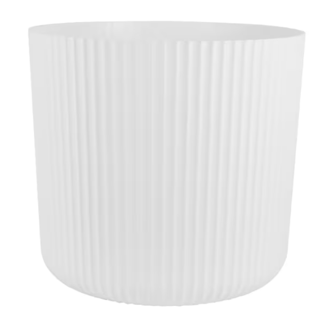 Pot - Ribbed - White - Medium